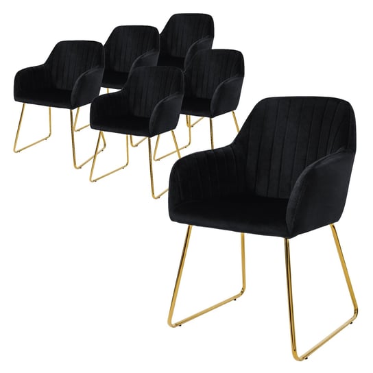 Zestaw 6 krzeseł do jadalni krzesła do salonu krzesło kuchenne krzesło tapicerowane czarny aksamit ML-DESIGN
