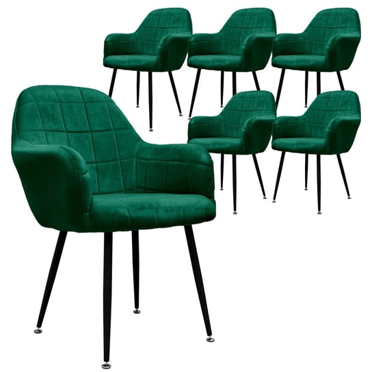 Zestaw 6 krzeseł do jadalni w kolorze ciemnozielonym ML-DESIGN