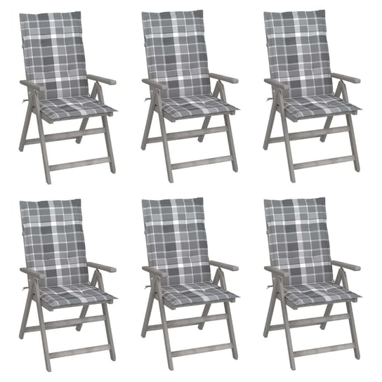 Zestaw 6 krzeseł ogrodowych akacjowych, szary, z p Inna marka
