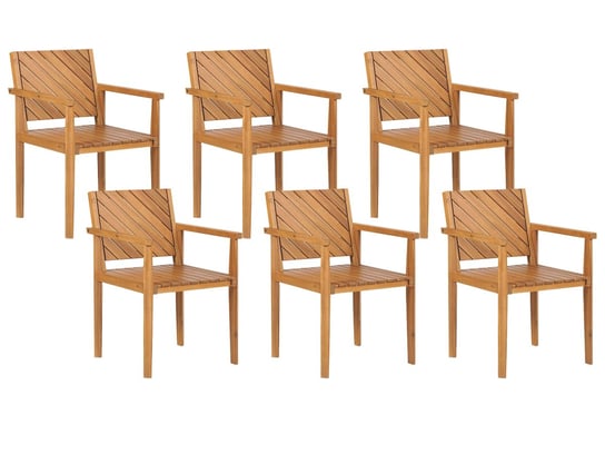 Zestaw 6 Krzeseł Ogrodowych Drewno Akacjowe Baratti Beliani