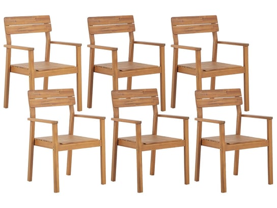 Zestaw 6 Krzeseł Ogrodowych Drewno Akacjowe Fornelli Beliani