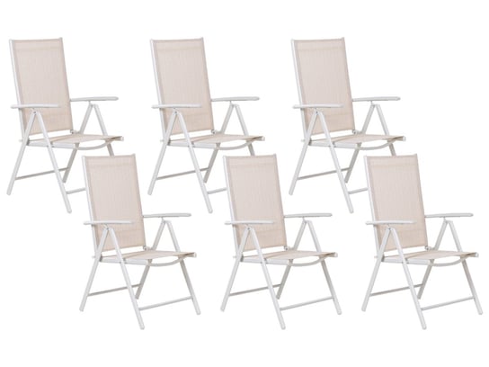 Zestaw 6 krzeseł ogrodowych regulowanych beżowy CATANIA Beliani