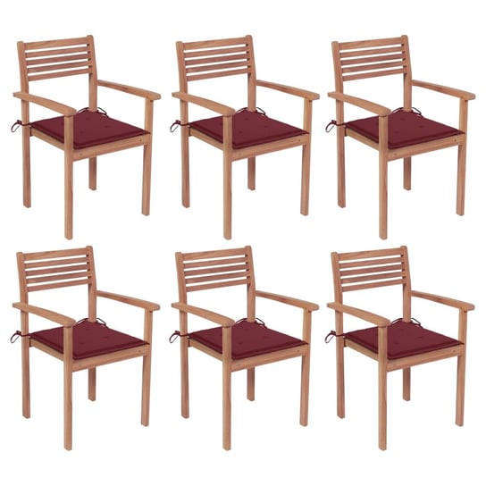 Zestaw 6 krzeseł ogrodowych tekowych z poduszkami Inna marka
