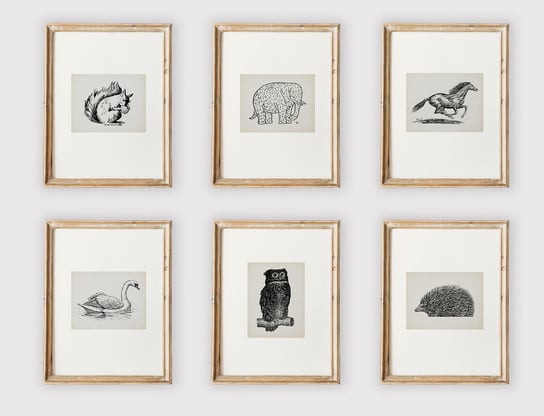Zestaw 6 minimalistycznych ilustracji ze zwierzętami 30x40 cm MUYBIEN