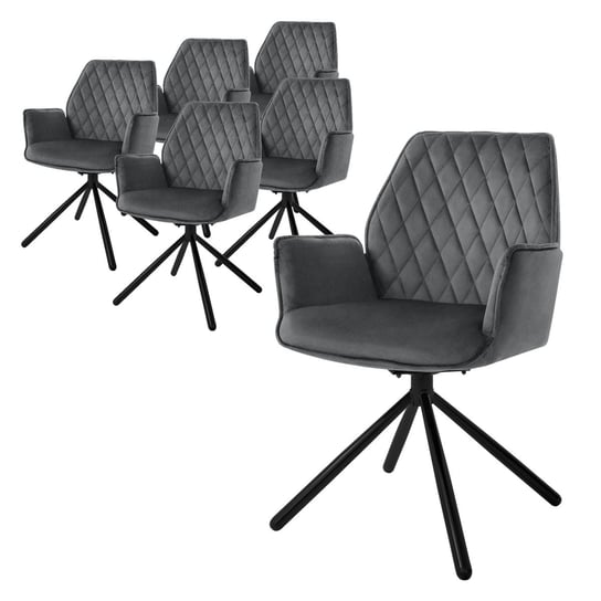 Zestaw 6 obrotowych krzeseł do jadalni krzesło do jadalni fotel 180 ° obrotowe aksamitne krzesło do salonu ML-DESIGN