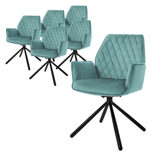 Zestaw 6 obrotowych krzeseł do jadalni krzesło do jadalni krzesło 180° obrotowe aksamitne krzesło do salonu ML-DESIGN