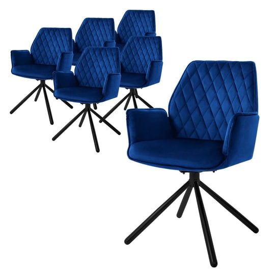 Zestaw 6 obrotowych krzeseł fotel krzesło do jadalni 180 ° obrotowe aksamitne krzesło do salonu ML-DESIGN