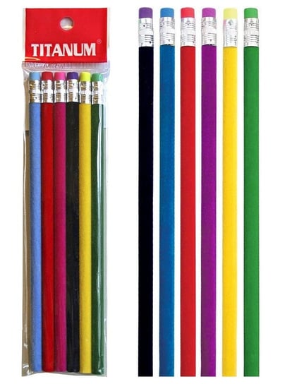 Zestaw 6-ołówków zamszowych HB z gumką Titanum Titanum