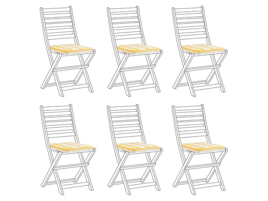 Zestaw 6 poduszek na krzesła ogrodowe w paski żółto-biały TOLVE Beliani