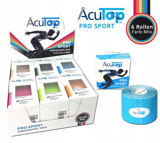 Zestaw 6 Rolek Acutop Pro Sport Kinesiology Tape - Wzmocnione Plastry AcuTop