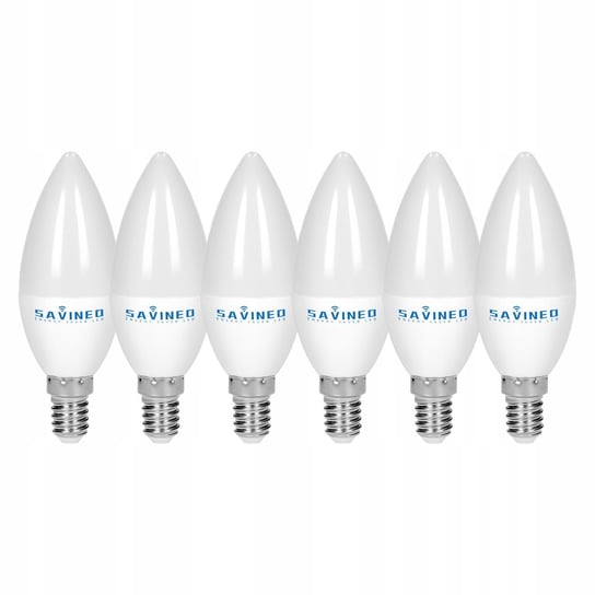 Zestaw 6 szt Żarówka E14 świeczka LED 12W 4000K neutralna biel świecowa niemrugająca Savineo