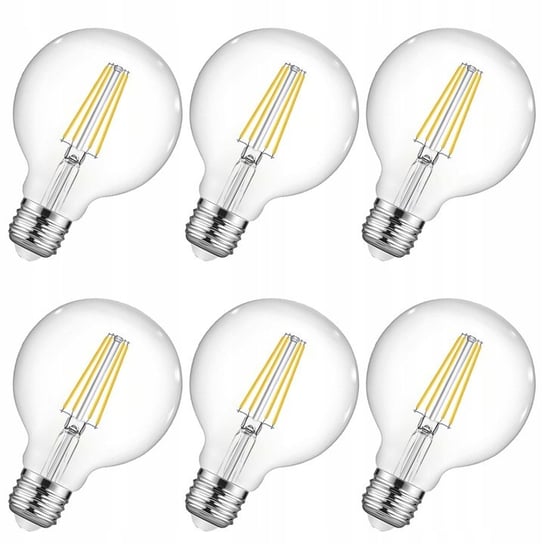 Zestaw 6 szt. Żarówka E27 LED filament 4W 400lm ozdobna kula G80 Savineo