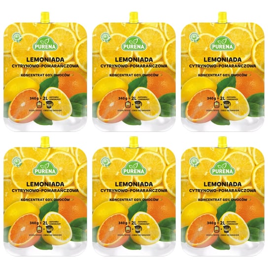 Zestaw 6 x Lemoniada cytryna pomarańcza koncentrat Purena