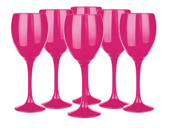 Zestaw 6szt Kieliszek Wino 300ml Malowany Różowy Magenta GLASMARK
