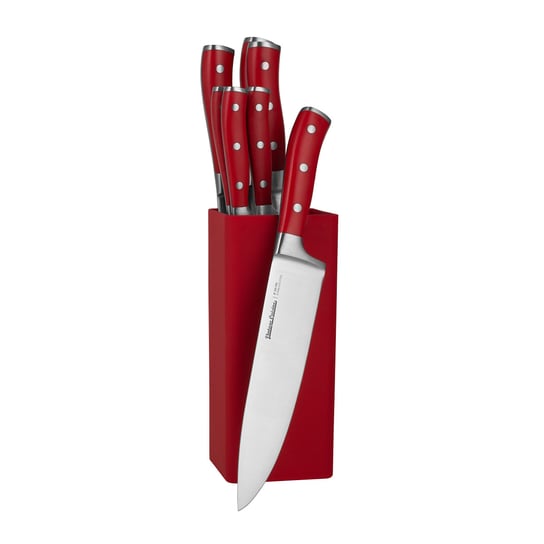 Zestaw 7 noży kuchennych ze stojakiem - czerwony Vintage Cuisine