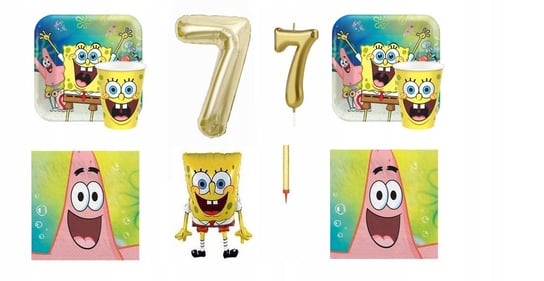 Zestaw 7 Urodziny Spongebob Patryk Balony Talerzyki Kubki Serwetki Inna marka