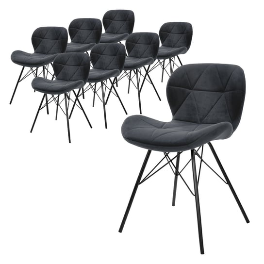 Zestaw 8 krzeseł do jadalni antracytowe krzesła do salonu krzesła aksamitne krzesło kuchenne ML-DESIGN