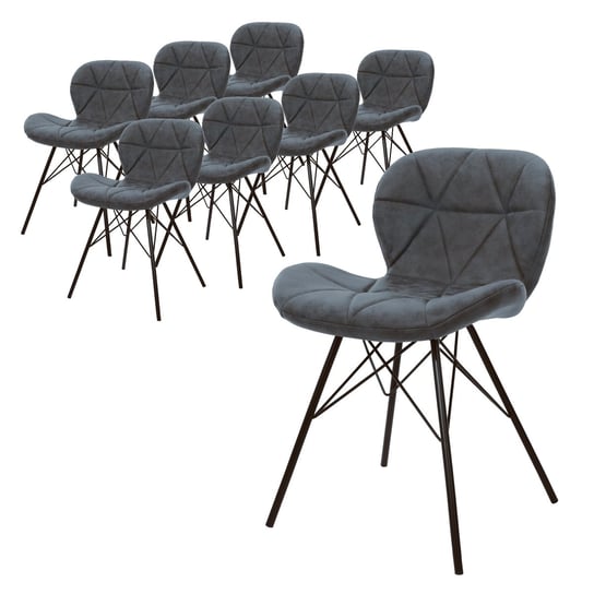 Zestaw 8 krzeseł do jadalni antracytowych Krzesła do salonu Krzesła do jadalni ze skóry Pu ML-DESIGN