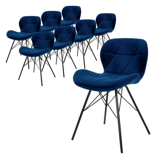 Zestaw 8 krzeseł do jadalni ciemnoniebieskie krzesła do salonu aksamitne krzesła krzesło kuchenne ML-DESIGN