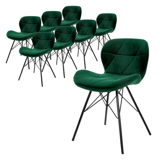 Zestaw 8 krzeseł do jadalni ciemnozielone krzesła do salonu aksamitne krzesła kuchenne ML-DESIGN
