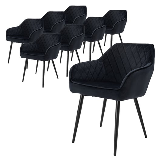 Zestaw 8 krzeseł do jadalni krzesła aksamitne krzesła do salonu krzesła tapicerowane czarne ML-DESIGN