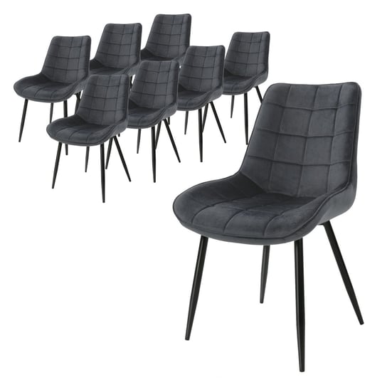 Zestaw 8 krzeseł do jadalni krzesła do salonu aksamitne krzesła tapicerowane krzesło antracytowe ML-DESIGN
