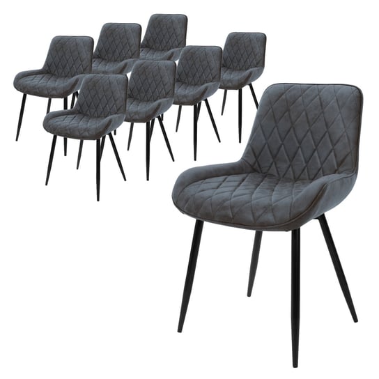 Zestaw 8 krzeseł do jadalni Krzesła do salonu Krzesło kuchenne Antracytowa imitacja skóry PU ML-DESIGN