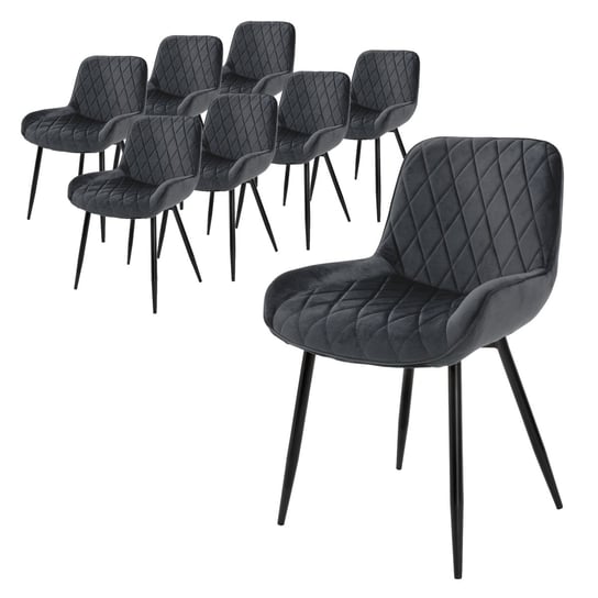 Zestaw 8 krzeseł do jadalni krzesła do salonu krzesło kuchenne antracytowy aksamit ML-DESIGN