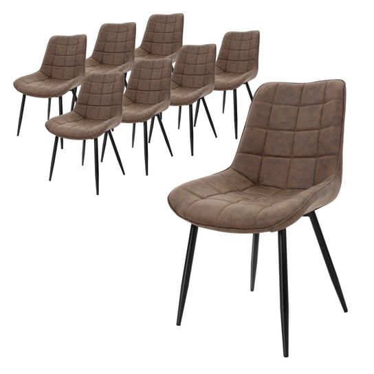 Zestaw 8 krzeseł do jadalni krzesła do salonu krzesło kuchenne brązowa imitacja skóry PU ML-DESIGN
