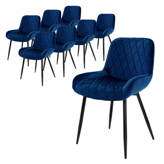 Zestaw 8 krzeseł do jadalni krzesła do salonu krzesło kuchenne ciemnoniebieski aksamit ML-DESIGN