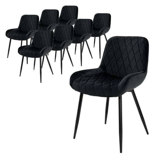 Zestaw 8 krzeseł do jadalni krzesła do salonu krzesło kuchenne czarny aksamit ML-DESIGN