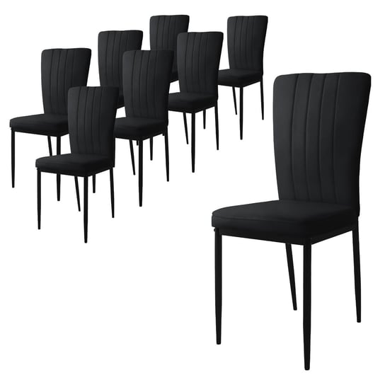 Zestaw 8 krzeseł do jadalni krzesło kuchenne tapicerowane krzesło do salonu krzesło czarny aksamit ML-DESIGN