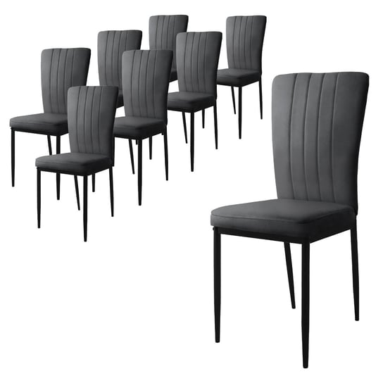 Zestaw 8 krzeseł do jadalni krzesło kuchenne tapicerowane krzesło do salonu krzesło szary aksamit ML-DESIGN