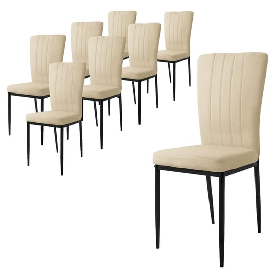 Zestaw 8 krzeseł do jadalni Krzesło kuchenne Tapicerowane krzesło do salonu Taupe velvet ML-DESIGN