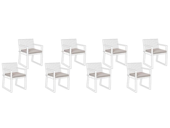 Zestaw 8 poduszek na krzesła ogrodowe brązowoszary SASSARI Beliani