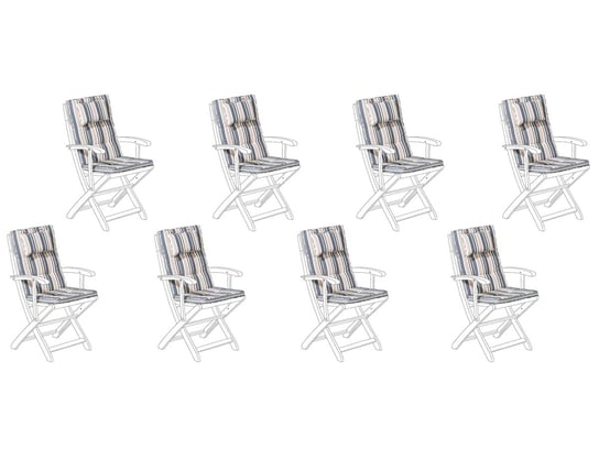 Zestaw 8 poduszek na krzesła ogrodowe niebiesko-beżowe MAUI Beliani