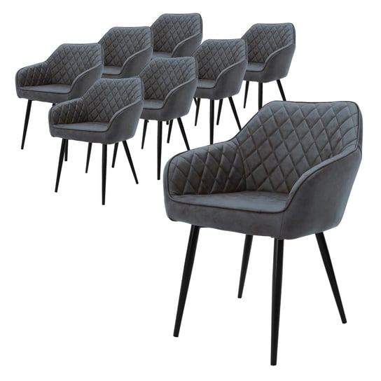 Zestaw 8 Syntetycznych Foteli Do Salonu W Kolorze Antracytowym Krzesła Do Jadalni ML-DESIGN