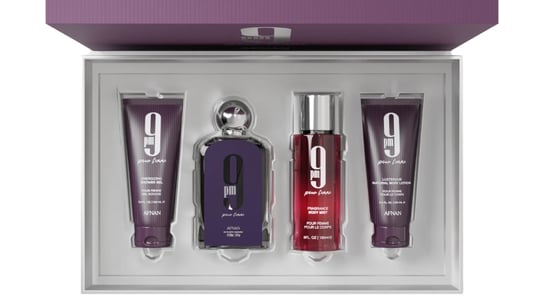 Zestaw Afnan 9 pm Pour Femme Edp 100ml + Shower Gel 100ml + Body Mist 150ml + Body Lotion 100ml Afnan