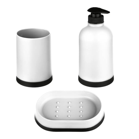 Zestaw akcesoriów łazienkowych, biało-czarny, 3 sztuki 5five Simple Smart