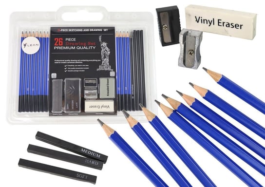 Zestaw artystyczny do szkicowania, ołówki i węgiel, 26 elementów Inna marka