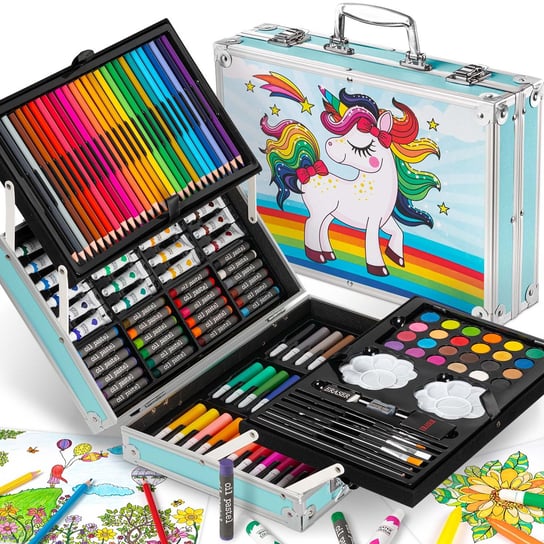 Zestaw Artystyczny Walizka do Rysowania Malowania Kredki Mazaki Farby dla Dzieci Ragi