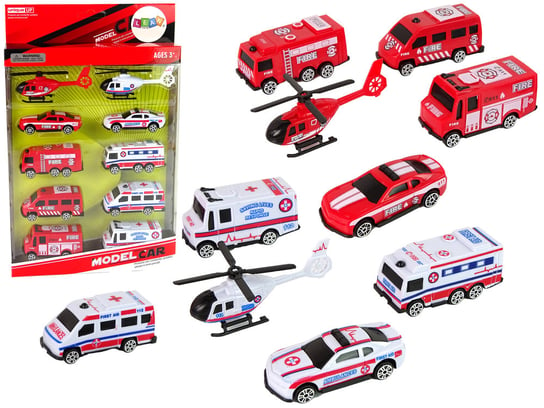 Zestaw Autek Resoraki Pojazdy Straż Pożarna Ambulans Lean Toys