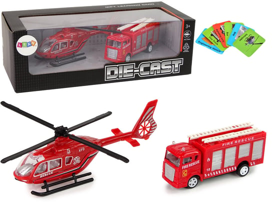Zestaw Autek Straż Pożarna Naciąg Helikopter Czerwony Inna marka