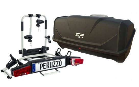 Zestaw bagażnik rowerowy na hak 2R Peruzzo Ebike + GP Box 340L Peruzzo