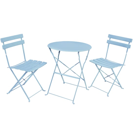 Zestaw balkonowy Orion stół + 2 krzesła meble ogrodowe taras Niebieski FABRYKA MEBLI AKORD