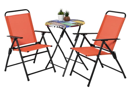 Zestaw balkonowy stolik + 2 krzesła pomarańczowe HOME INVEST INTERNATIONAL