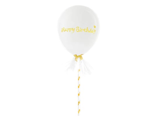 Zestaw Balon Happy Birthday Z Tiulem Biały PartyPal