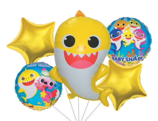 Zestaw balonów Baby Shark, Rekin żółty, 5 el. Party spot