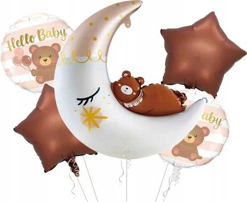 Zestaw balonów baby shower KSIEŻYC Z MISIEM roczek Inna marka