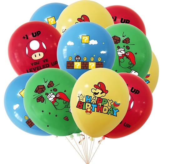 Zestaw Balonów Balon Super Mario Urodziny 12 Szt Hopki